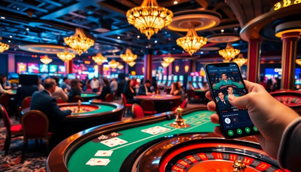 Thrilled players engaging at a casino table while using the 88aa mobi app for betting.